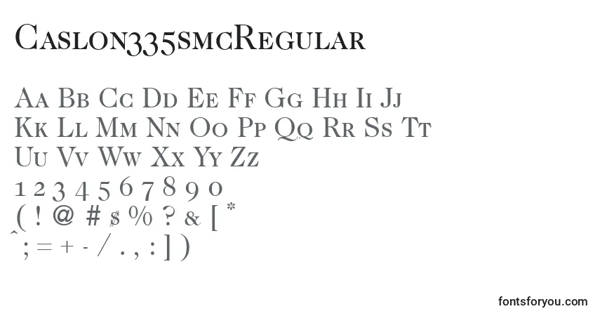 Czcionka Caslon335smcRegular – alfabet, cyfry, specjalne znaki