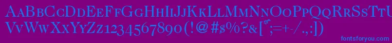 フォントCaslon335smcRegular – 紫色の背景に青い文字