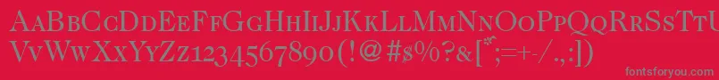 フォントCaslon335smcRegular – 赤い背景に灰色の文字