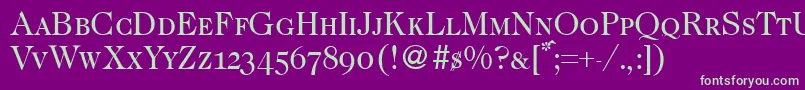 Caslon335smcRegular Font – Green Fonts on Purple Background