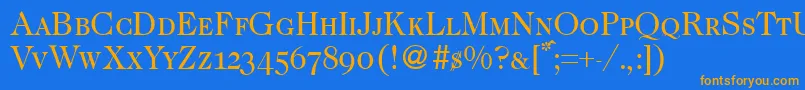 Caslon335smcRegular Font – Orange Fonts on Blue Background