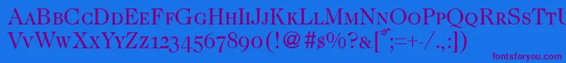 Caslon335smcRegular Font – Purple Fonts on Blue Background