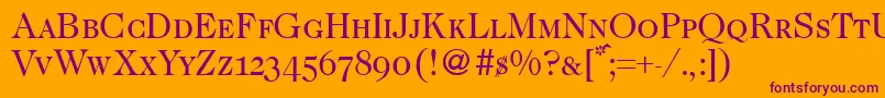 Caslon335smcRegular Font – Purple Fonts on Orange Background