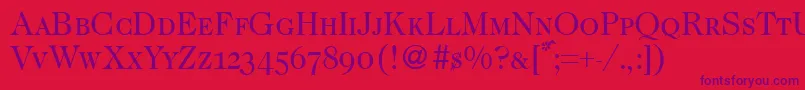 Caslon335smcRegular-Schriftart – Violette Schriften auf rotem Hintergrund