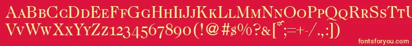 Caslon335smcRegular-fontti – keltaiset fontit punaisella taustalla