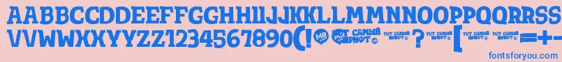 Totsamshrift Font – Blue Fonts on Pink Background