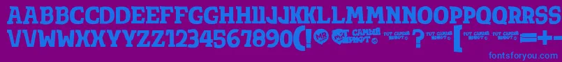 フォントTotsamshrift – 紫色の背景に青い文字