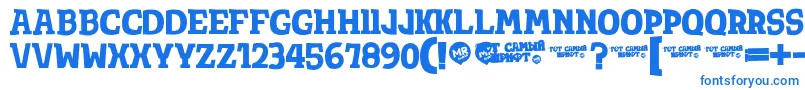 フォントTotsamshrift – 白い背景に青い文字