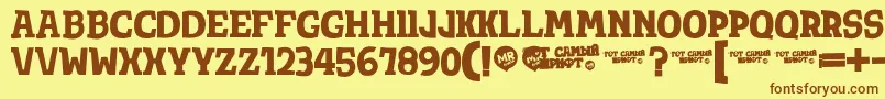 Шрифт Totsamshrift – коричневые шрифты на жёлтом фоне