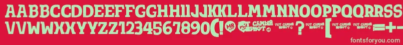 Totsamshrift Font – Green Fonts on Red Background