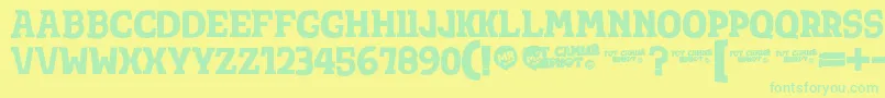 Totsamshrift Font – Green Fonts on Yellow Background