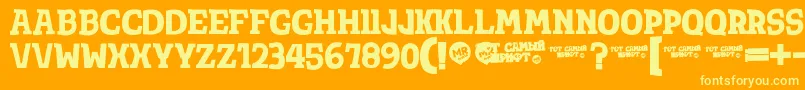 フォントTotsamshrift – オレンジの背景に黄色の文字