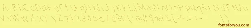 Filamenttwotwo-Schriftart – Braune Schriften auf gelbem Hintergrund