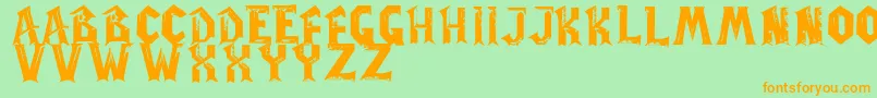 フォントWowPlexus – オレンジの文字が緑の背景にあります。