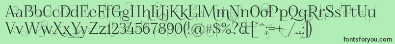 Foglihtenno04070-fontti – mustat fontit vihreällä taustalla