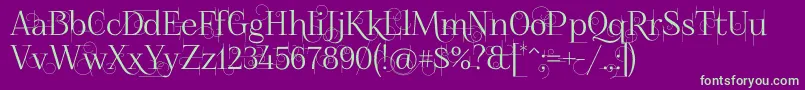 Foglihtenno04070-fontti – vihreät fontit violetilla taustalla