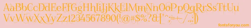 フォントFoglihtenno04070 – オレンジの文字がピンクの背景にあります。