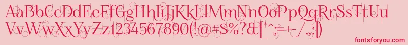 Foglihtenno04070-fontti – punaiset fontit vaaleanpunaisella taustalla