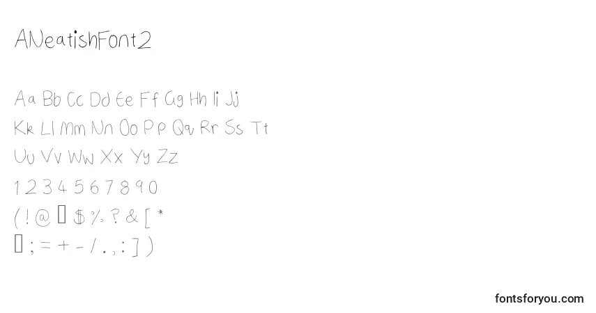 Schriftart ANeatishFont2 – Alphabet, Zahlen, spezielle Symbole