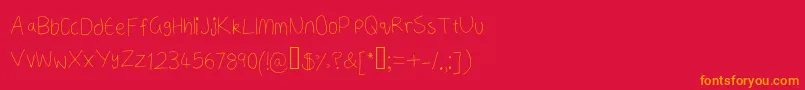 フォントANeatishFont2 – 赤い背景にオレンジの文字