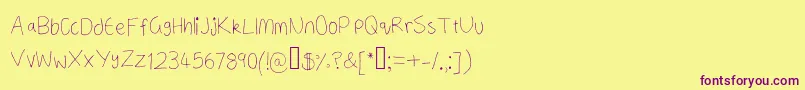 Fonte ANeatishFont2 – fontes roxas em um fundo amarelo