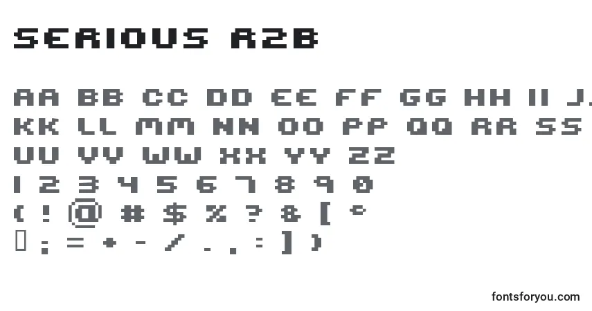 Czcionka Serious R2b – alfabet, cyfry, specjalne znaki