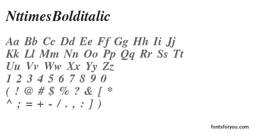 A fonte NttimesBolditalic – alfabeto, números, caracteres especiais