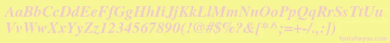 NttimesBolditalic-Schriftart – Rosa Schriften auf gelbem Hintergrund