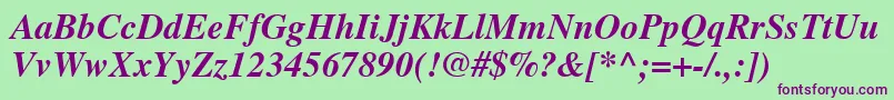 NttimesBolditalic-Schriftart – Violette Schriften auf grünem Hintergrund