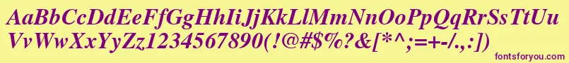 NttimesBolditalic Font – Purple Fonts on Yellow Background