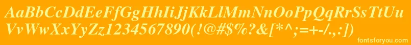 NttimesBolditalic Font – Yellow Fonts on Orange Background