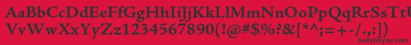 フォントAjensonproBoldcapt – 赤い背景に黒い文字