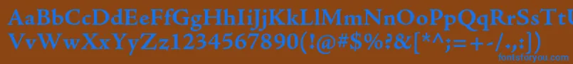 フォントAjensonproBoldcapt – 茶色の背景に青い文字