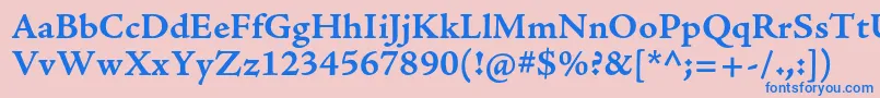 フォントAjensonproBoldcapt – ピンクの背景に青い文字