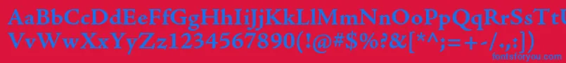 フォントAjensonproBoldcapt – 赤い背景に青い文字