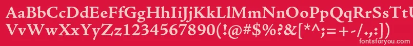 フォントAjensonproBoldcapt – 赤い背景にピンクのフォント