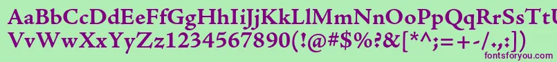 AjensonproBoldcapt Font – Purple Fonts on Green Background