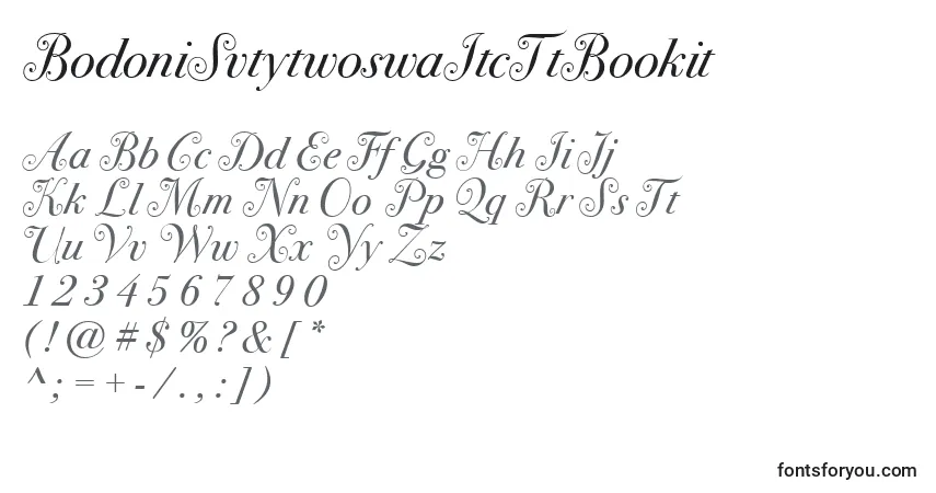 Шрифт BodoniSvtytwoswaItcTtBookit – алфавит, цифры, специальные символы