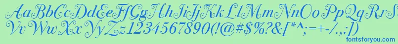 BodoniSvtytwoswaItcTtBookit Font – Blue Fonts on Green Background