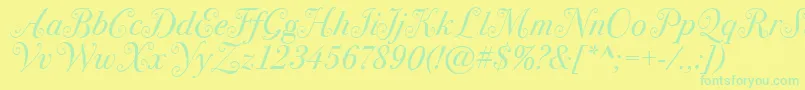 フォントBodoniSvtytwoswaItcTtBookit – 黄色い背景に緑の文字