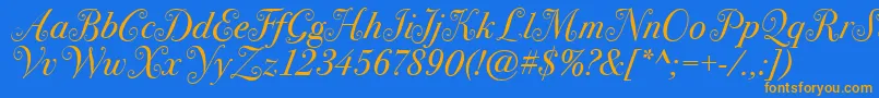 Шрифт BodoniSvtytwoswaItcTtBookit – оранжевые шрифты на синем фоне