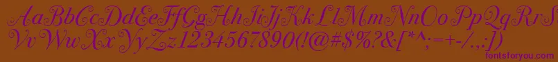 Шрифт BodoniSvtytwoswaItcTtBookit – фиолетовые шрифты на коричневом фоне