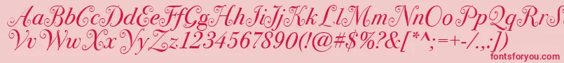 Weitere Informationen zur BodoniSvtytwoswaItcTtBookit-Schriftart BodoniSvtytwoswaItcTtBookit-Schriftart – Rote Schriften auf rosa Hintergrund