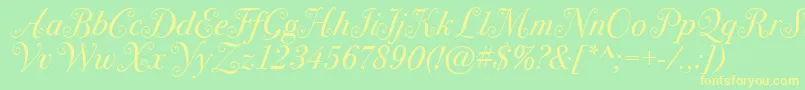 Шрифт BodoniSvtytwoswaItcTtBookit – жёлтые шрифты на зелёном фоне