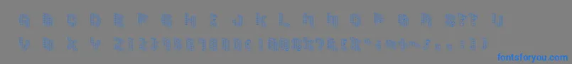 フォントDemoncubicblockfont – 灰色の背景に青い文字