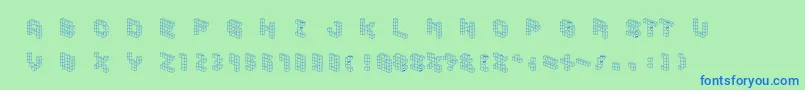 Demoncubicblockfont-Schriftart – Blaue Schriften auf grünem Hintergrund