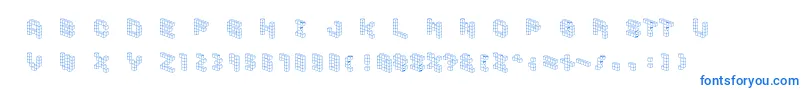 フォントDemoncubicblockfont – 白い背景に青い文字
