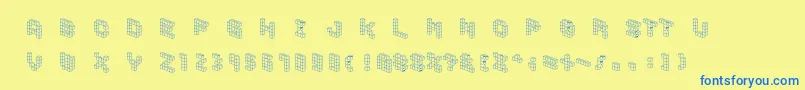 Demoncubicblockfont Font – Blue Fonts on Yellow Background