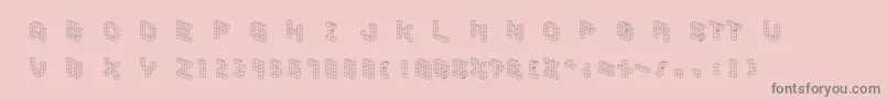 Demoncubicblockfont-Schriftart – Graue Schriften auf rosa Hintergrund