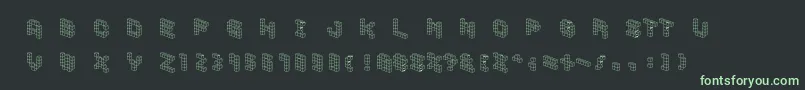 フォントDemoncubicblockfont – 黒い背景に緑の文字